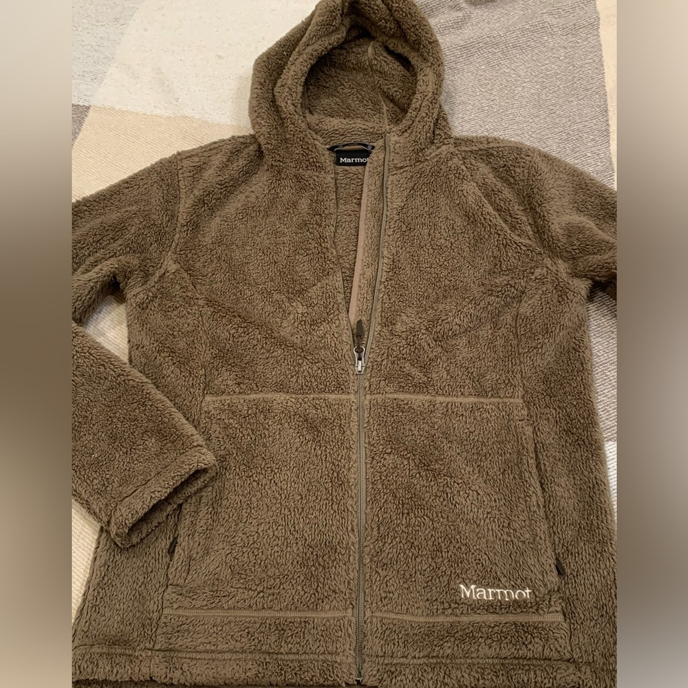 Marmot Brown Fuzzy Hooded full Zip